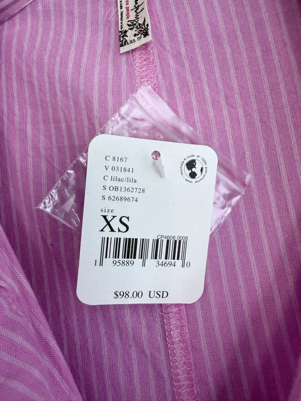 Free People Striped Jomo Romper by Intimately Lilac Combo XS NWT Pink Sleeveless - Picture 7 of 16